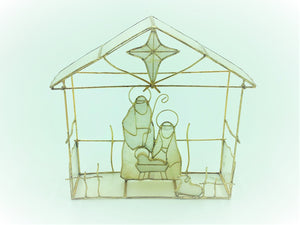 Nativity Scene Handcrafted from Natural Capiz 7"L x 6.5H x 1.75"D