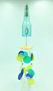 Garden Coast Upcycled Bottle and Capiz Chime 25"