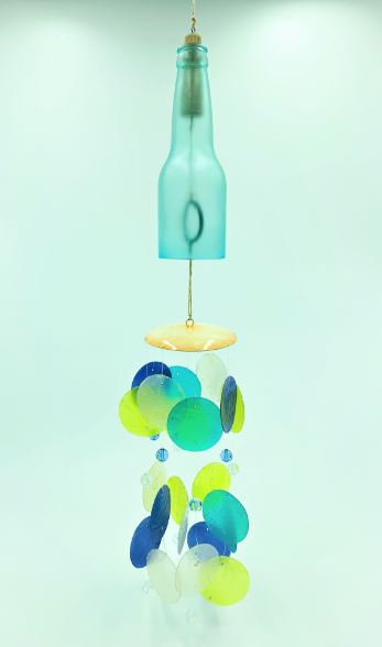 Garden Coast Upcycled Bottle and Capiz Chime 25