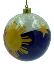 Load image into Gallery viewer, Filipino Bandilla Sun &amp; Stars Capiz Tree Ornament 4&quot;