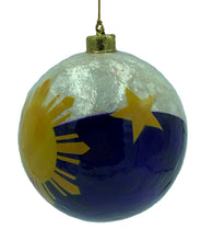 Load image into Gallery viewer, Filipino Bandilla Sun &amp; Stars Capiz Tree Ornament 4&quot;