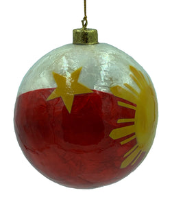 Filipino Bandilla Sun & Stars Capiz Tree Ornament 4"