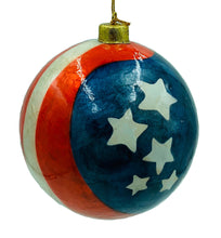 Load image into Gallery viewer, American Stars &amp; Stripes Capiz Tree Ornament 4&quot;