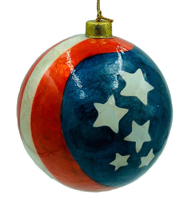 American Stars & Stripes Capiz Tree Ornament 4"