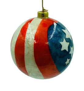 American Stars & Stripes Capiz Tree Ornament 4"