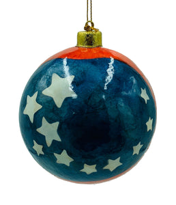 American Stars & Stripes Capiz Tree Ornament 4"