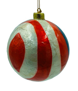 American Stars & Stripes Capiz Tree Ornament 4"