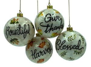 Thanksgiving for Blessed Fall Harvest Capiz Ornament Set of 4