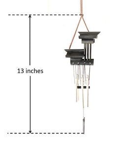 Espresso Bamboo Pagoda Boat Wind Chime 13"