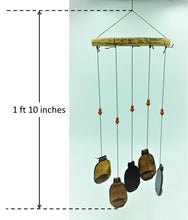 Load image into Gallery viewer, Rustic Chime with Upcycled Bottles &amp; Wood Beads 22&quot;