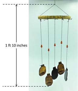 Rustic Chime with Upcycled Bottles & Wood Beads 22"