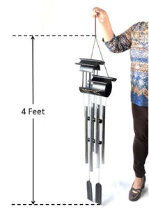 X-Tra Tall Carved Leaves on Espresso Bamboo Wind Chimes, 48"